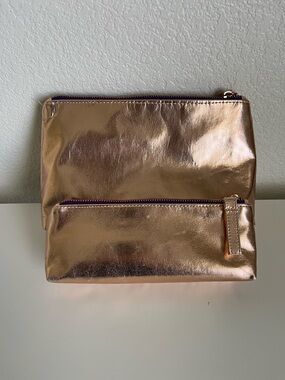 Metallic Rose Gold Women's Zip Pouch Set- Poppin